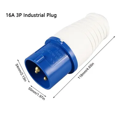 240v Ip44 16a 3 Pin Blue Industrial Plugs & Sockets Caravan Camping Hook-ups • £5.99