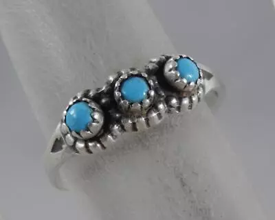 Vintage Bell Sterling Silver Turquoise Snake Eye Band Ring Size 4 925 F2057 • $34.99