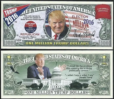 Donald Trump Make America Great Again Million Dollar Bill - Lot Of 2 BILLS  • $2.49