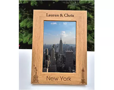 New York City Skyline Personalised Wooden Photo Frame London Paris Keepsake Gift • £10.99