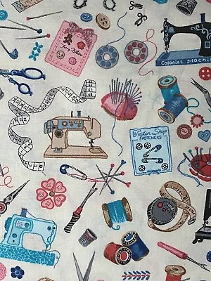 Nutex Fabric - Sew Vintage Sewing Panel - Patchwork Quilting Dressmaking Fabric • £7.99