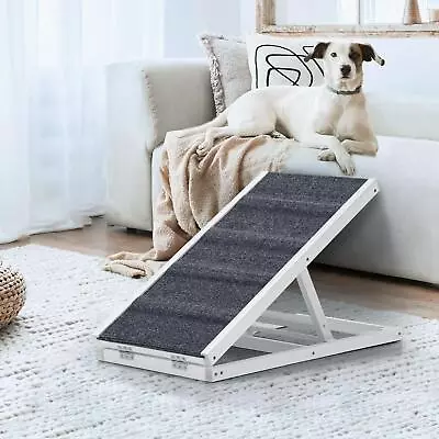 Alopet Dog Pet Ramp Adjustable Height Stairs Bed Sofa Car Foldable 70cm White • $69.90