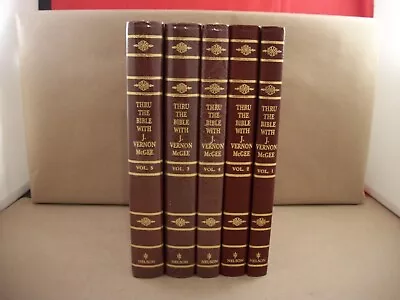 RARE Thru The Bible With J Vernon McGee 5 Volume Set Genuine Leather By Nelson • $229