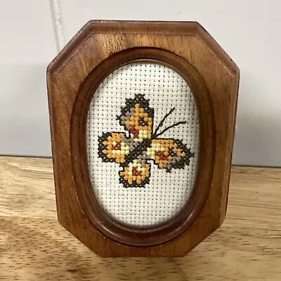 Vtg Butterfly Miniature Artisan Petit Point Micro Needlepoint Framed • $18.95