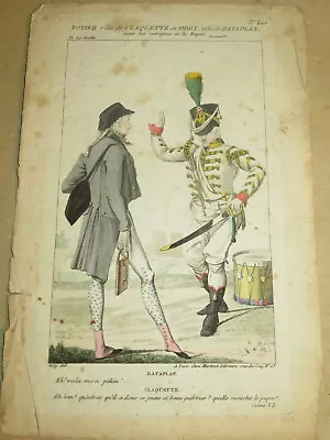 MARTINET Engraving MILITARY COSTUME NAPOLON EMPIRE THEATRE DRUM FASHION 1810 • £29.97