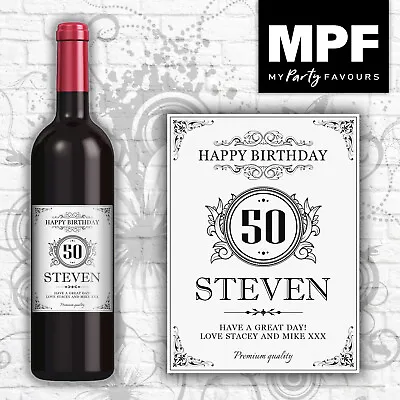 £3 • Buy Personalised Birthday Wine Bottle Label - Any Name Age & Message