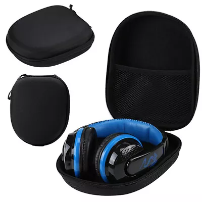 UK Carrying Headphone Headset Case Black Bag Hard Earphone Storage Bag Earbuds • £5.50