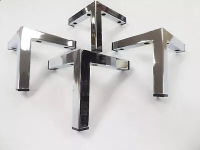 CHROME METAL CORNER SOFA & BED FEET / LEGS Size: 155mm X 155mm (Set Of 4) LAP100 • £15.99