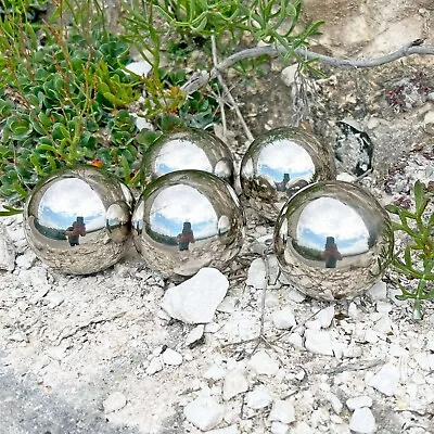 5 X 6.5cm Garden Spheres Stainless Steel Mirror Gazing Globes Decorations • £3.99