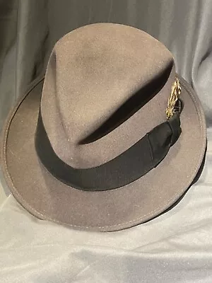 Man’s Hat Homburg Style With Small Feather In Band 7 3/8 Bollman Label • $1.99