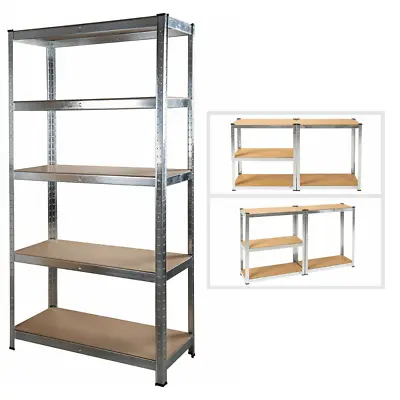 1.8m Tall Silver Galvanised 5 Tier Heavy Duty Boltless Metal Shelving Home Unit  • £41.99