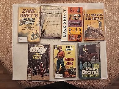 VINTAGE 1949-75 Western Paperback Lot Of (7) Books- Zane Grey Luke Short Brand • $7.95