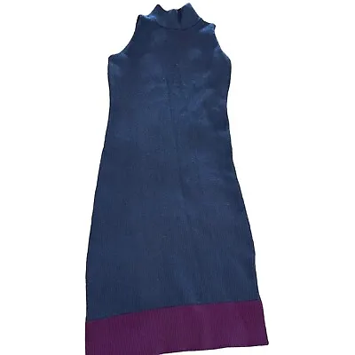 Athleta Navy Blue Winterlude Sleeveless Merino Wool Sweater Knit Dress XS Mock • $29.99