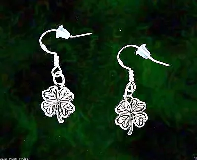 Vintage Style Silver Irish Shamrock Earrings~st Patricks Day Gift~sterling Wires • $2.47