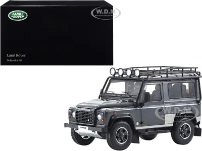 Land Rover Defender 90 Gray W/ Roof Rack 1/18 Diecast Model Car Kyosho 08901 Tr • $149.99