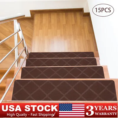 Indoor Soft Carpet Stair Treads Rugs 15PCS Non-Slip Self Adhesive 8 X 30  • $36.49