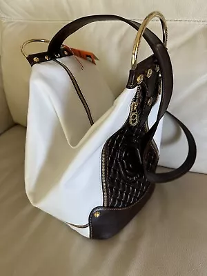 NWT~MARINO ORLANDI~WHITE W/Brn Converts To SLING/SHOULDER~Italy Leather-XL • $339