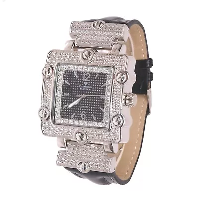 Diamond Master Watch With Black Leather Band • $69