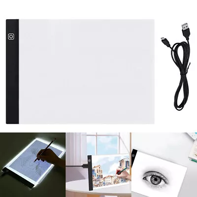 A4 Adjustable Light LED LightBox Tracing Drawing Board Art Design Pad USB Cable • £9.49