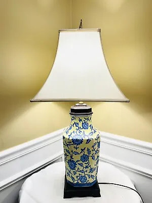 Beautiful Vintage Kaiser Kuhn Lighting Blue And Yellow Porcelain Table Lamp • $299
