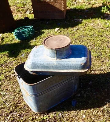 Metal Agateware Coal Miners Railroad Lunch Dinner Box Pail Bucket Wood Handle • $42