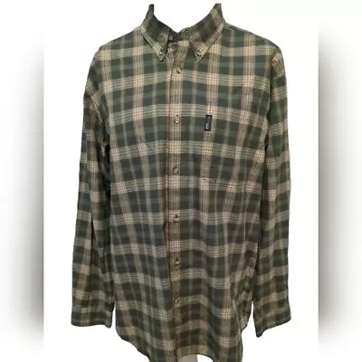 Columbia XCO Flannel Shirt Adult Large Olive Green Brown Plaid Button Down Mens* • $17.88