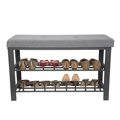 Entryway Bench With 2 Tier Shoe Storage In Grey S Cabinet Organiser • $38.45