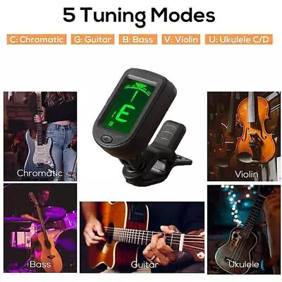 Digital Chromatic LCD Clip-On Electric Tuners For Guitar Ukulele Violin Acoustic • $6.86