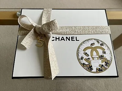 Chanel Xmas 2023 Gift Box With Gold Chanel Charm Ribbon & Tissue New • £20