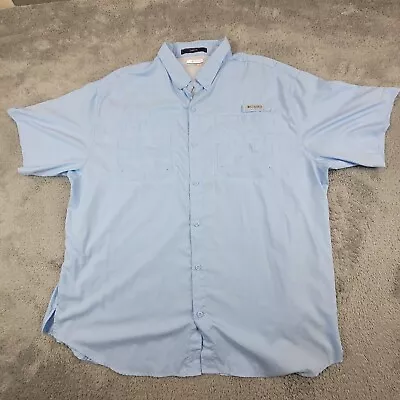 Columbia Shirt Mens XXL Blue PFG Fishing Outdoor Short Sleeve Tamiami Vented • $14.39