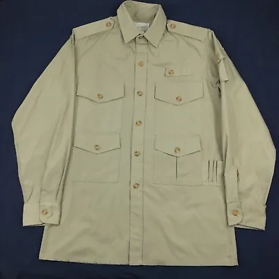 Vintage Johnson Woolen Mills Jacket Military Fishing Button Up Shirt Mens Medium • $29.99