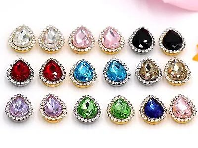 20 Crystal Glass Teardrop Rhinestones Rose Montees Beads 10X14mm Colour Choice • $3.25