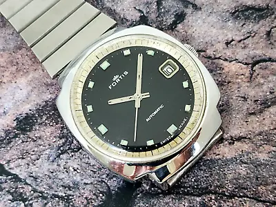 Vintage Men's Fortis Tuxedo Automatic With Date Swiss Made Wrist Watch • $199.98