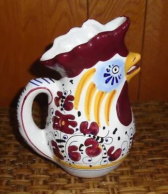 Italian Rooster Majolica Inspired Pitcher DERUTA Hand Painted EUC • $29.97