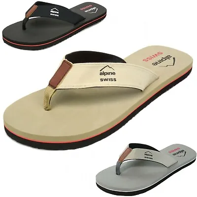 Alpine Swiss Mens Flip Flops Beach Sandals Lightweight EVA Sole Comfort Thongs • $14.99