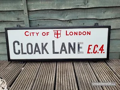 Genuine 1910s City Of London CLOAK LANE E.C.4. Opal Glass Street Sign • £650