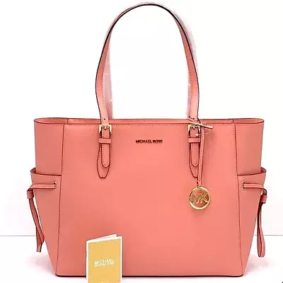 MICHAEL KORS GILLY LEATHER LARGE DRAWSTRING TRAVEL TOTE SHOULDER BAG $558 Rose • $119