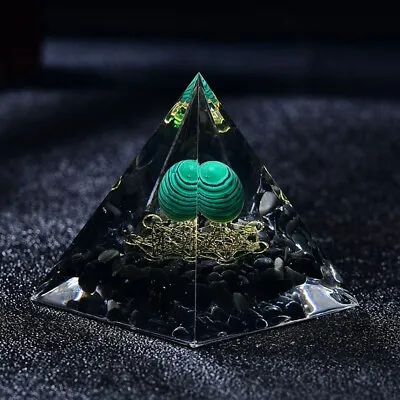Orgone Pyramid Natural Malachite Crystal Sphere Obsidian Orgonite Pyramid • $19.92