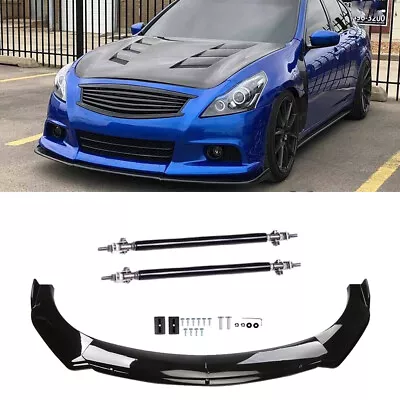 Front Bumper Lip Splitter Spoiler Body Kit&Strut Rods For Infiniti G37 G35 Coupe • $70.99