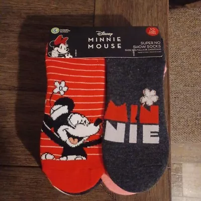 Disney Minnie Mouse Super No Show Socks Size 4-10 Women's 10 Pairs  • $12