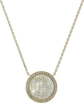 New Authentic Michael Kors Monogram Mop Logo Gold Pendant Necklace Mkj5370710 • $49.99