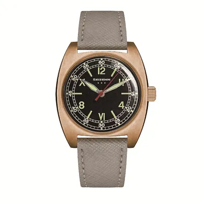 MERKUR Men Watch 38mm Bronze Pilot Manual Wind Mechanical Wristwatch Luminous • $149