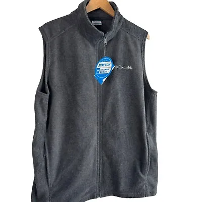 COLUMBIA Mens Fleece Vest Jacket Sz LXT Gray Full Zip Outdoor • $19.37