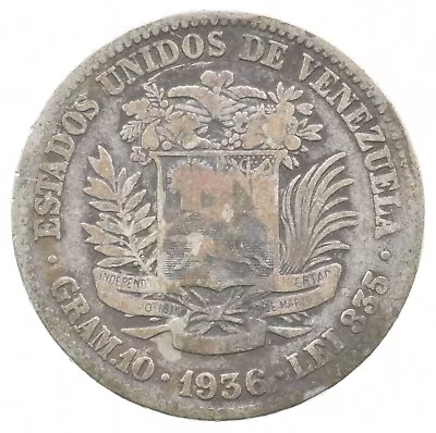 SILVER - WORLD Coin - 1936 Venezuela 2 Bolivares - World Silver Coin *696 • $6.50