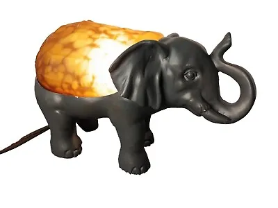 Vintage Cheyenne Elephant Art Glass Amber Lamp Accent Table Lamp Night Light • $31.99