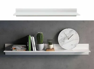 Wall Shelf Floating Long Shelving Panel Storage Unit 150cm White Gloss Azteca • £84.95