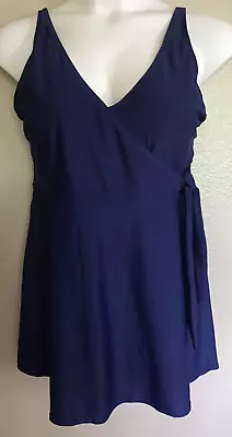 Maternity Swimsuit Size 3x Navy Blue One-piece W/wrap Front-by Summer Mac • $39.95