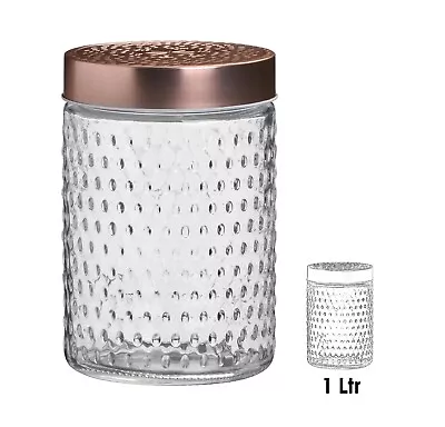 £6.75 • Buy Glass Storage Jars Copper Lids Clip Screw Top Tea Food Pasta Canister Containers