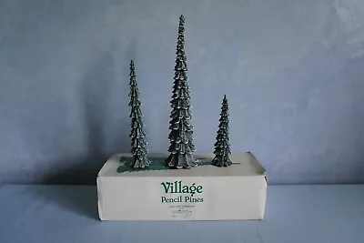 Dept 56 Snow Village Accessories Pencil Pines. Set Of 3 Trees #5246-9 Chipped • $19.99