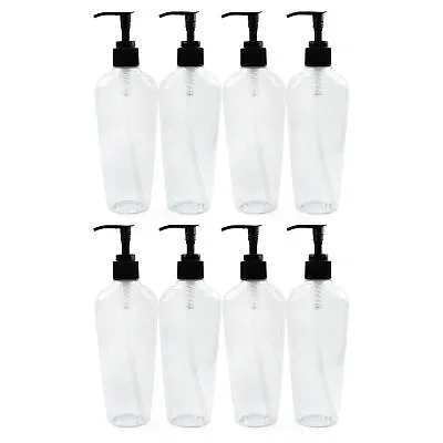 8oz Clear Oval-Shaped Plastic Lotion Bottles With Black Pumps 8pk • $10.99